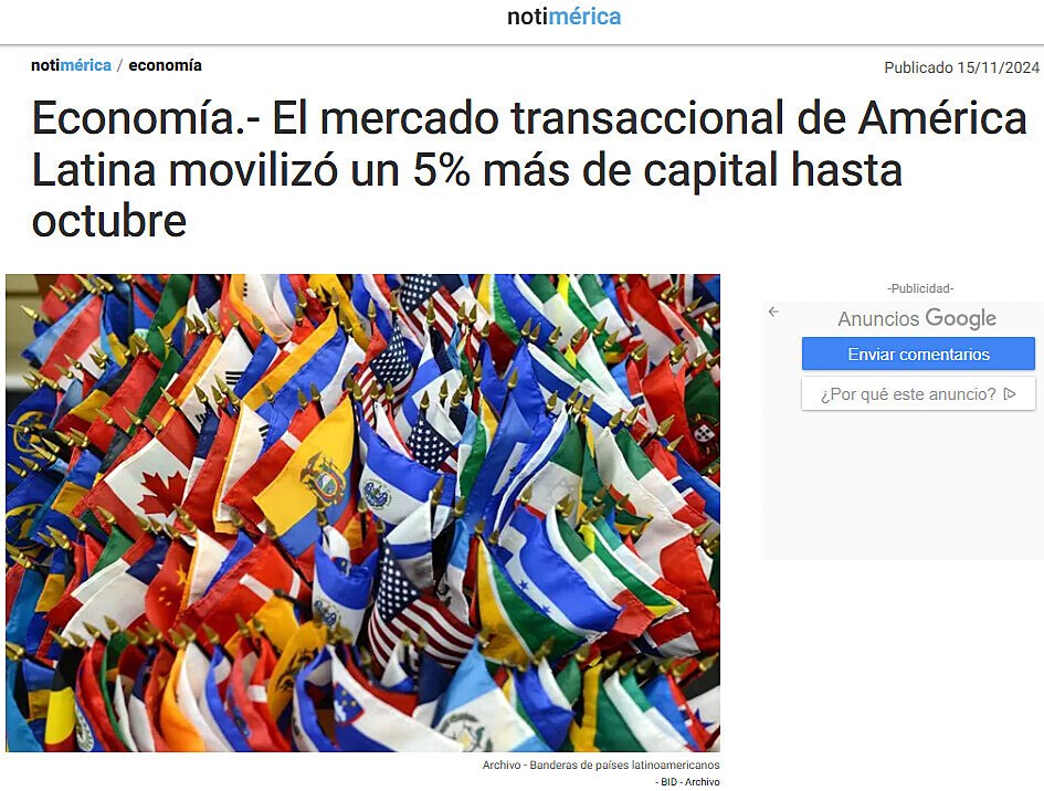 Economa.- El mercado transaccional de Amrica Latina moviliz un 5% ms de capital hasta octubre